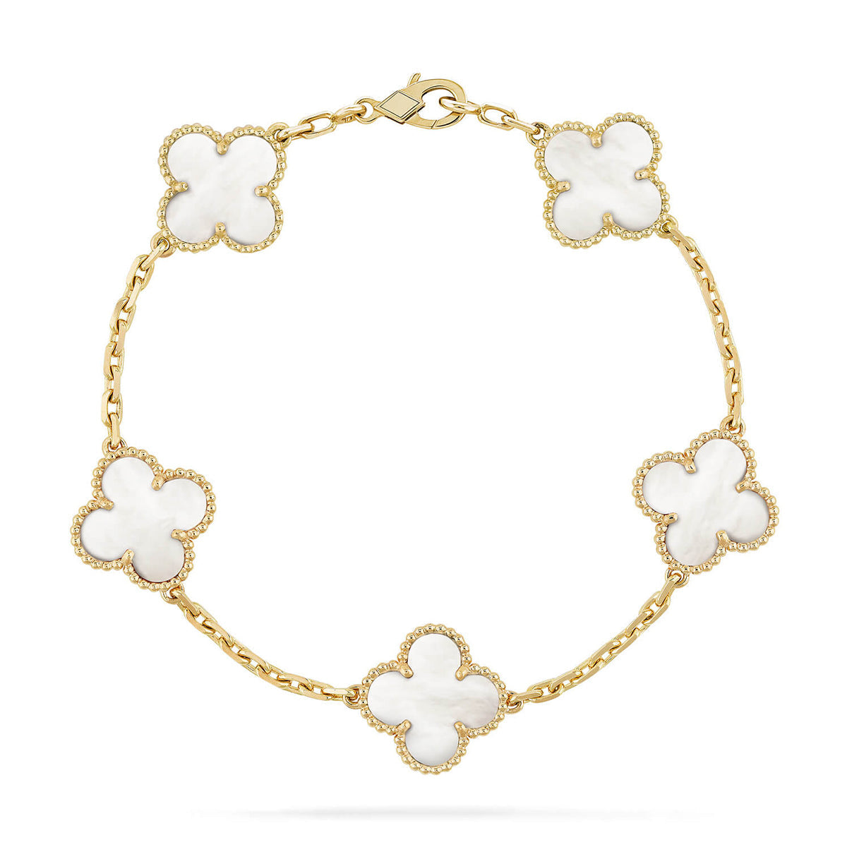 [LORA]CLOVER WHITE PEARL MOP 5 MOTIF BRACELET COLLECTION