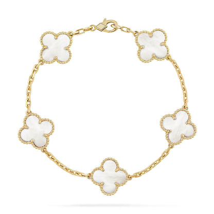 [LORA]CLOVER WHITE PEARL MOP 5 MOTIF BRACELET COLLECTION