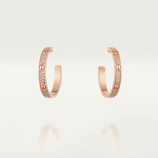 [LORA]LOVE DIAMOND PINK GOLD HOOP EARRINGS