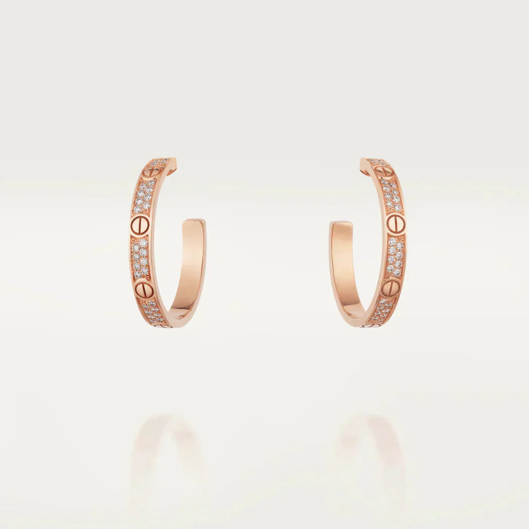 [LORA] LOVE EARRINGS 3.6MM DIAMOND PAVED