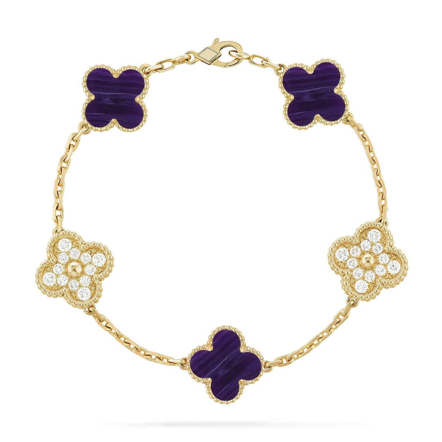 [Lora]CLOVER 5 MOTIF PURPLE STRIPES BRACELET COLLECTION
