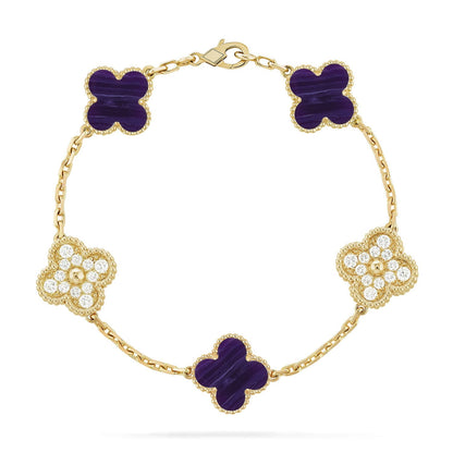 [Lora]CLOVER 5 MOTIF PURPLE STRIPES BRACELET COLLECTION