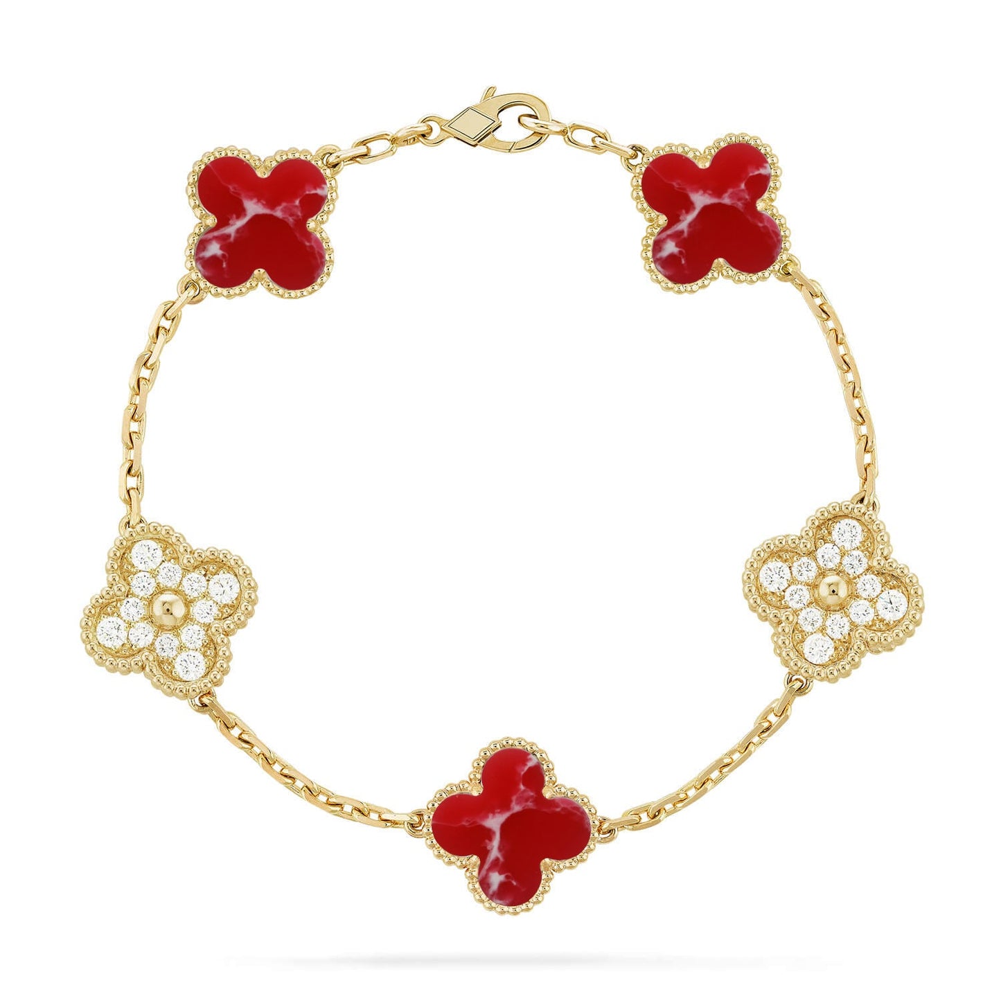 [LORA]CLOVER 5 MOTIF RED PATTERN BRACELET COLLECTION