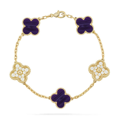 [LORA]CLOVER 5 MOTIF PURPLE STRIPES BRACELET COLLECTION