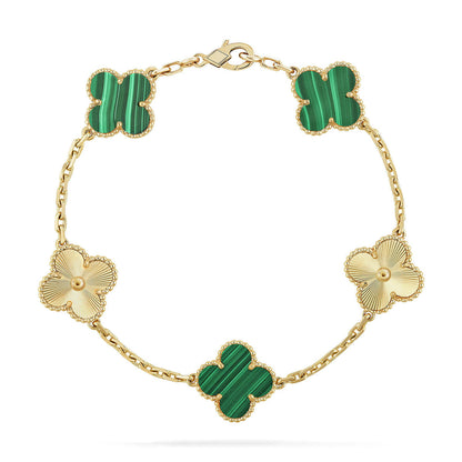 [Lora] CLOVER 5 MOTIF MALACHITE BRACELET COLLECTION
