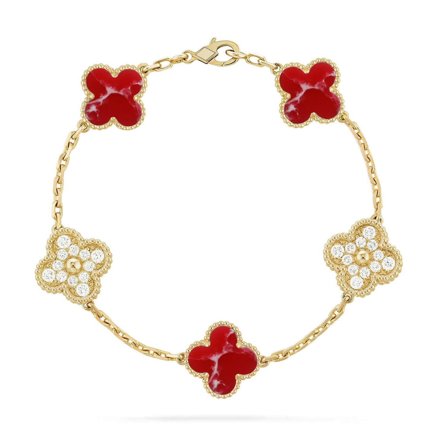 [Lora]CLOVER 5 MOTIF RED PATTERN BRACELET COLLECTION