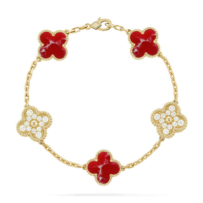 [Lora]CLOVER 5 MOTIF RED PATTERN BRACELET COLLECTION