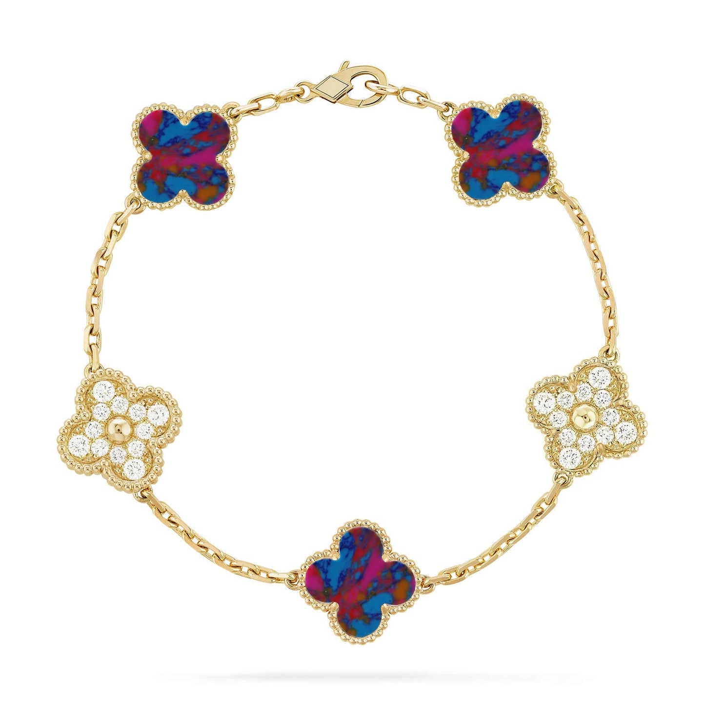 [Lora]CLOVER 5 MOTIF COLOR GEMSTONES BRACELET COLLECTION