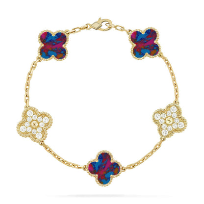 [Lora]CLOVER 5 MOTIF COLOR GEMSTONES BRACELET COLLECTION