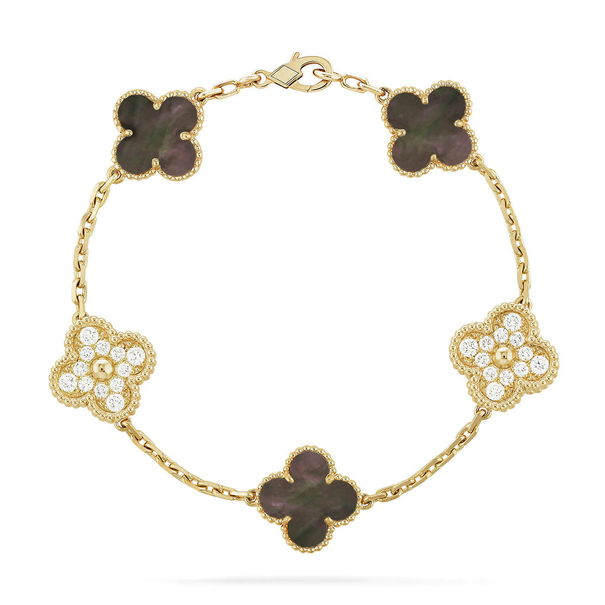 [Lora] CLOVER 5 MOTIF GRAY MOP BRACELET COLLECTION