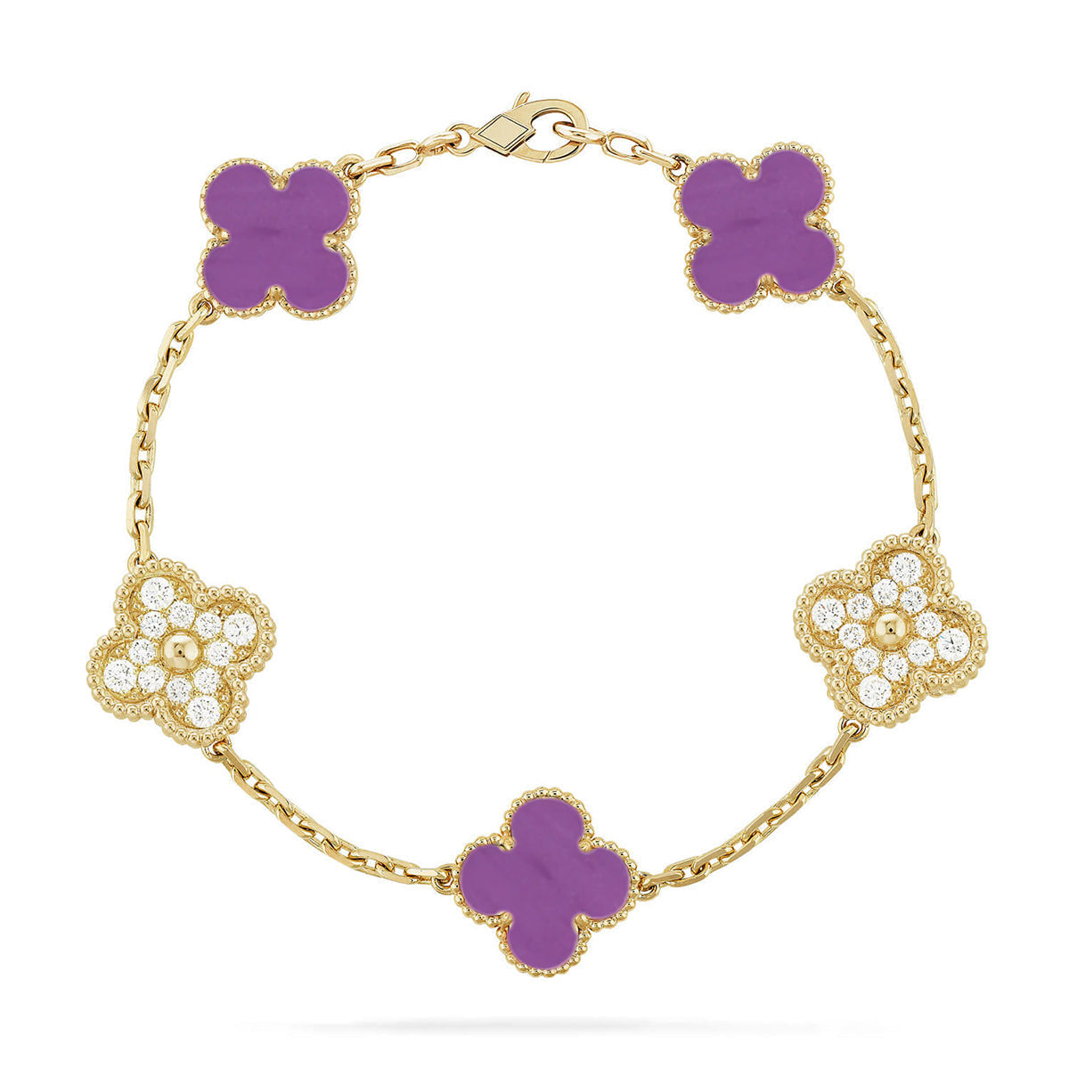 [Lora] CLOVER 5 MOTIF VIOLET BRACELET COLLECTION