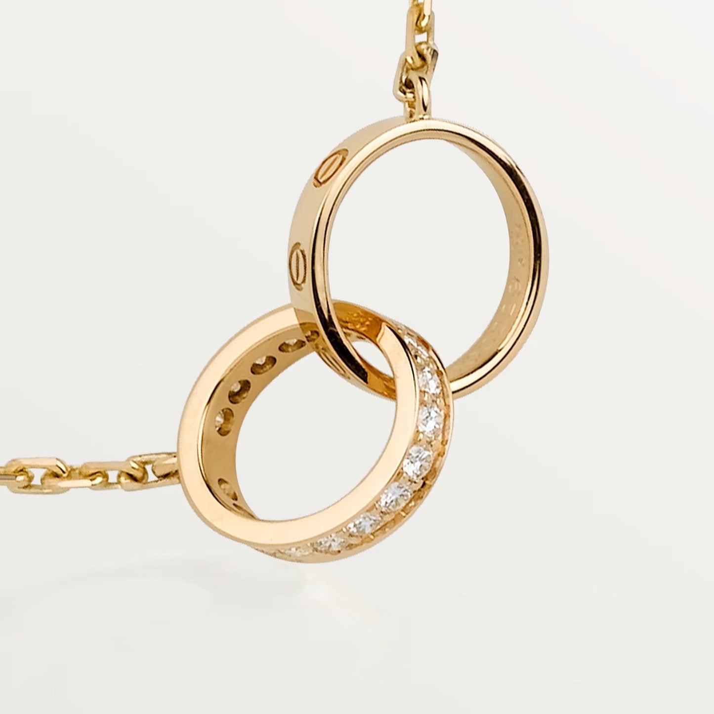 [LORA] LOVE DOUBLE RING HALF DIAMOND NECKLACE