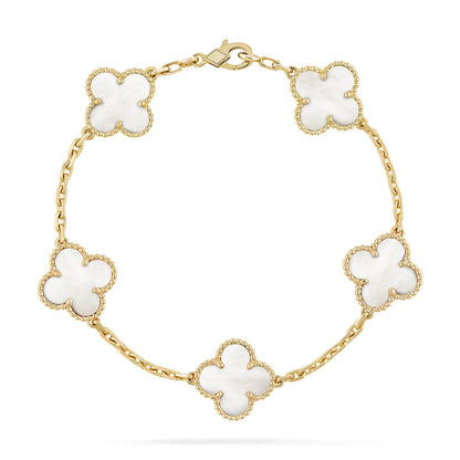 [LORA]CLOVER  5 MOTIF WHITE MOP BRACELET