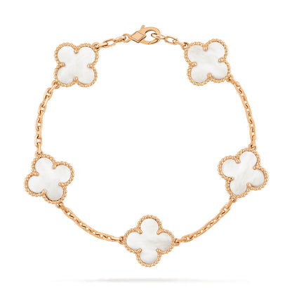 [LORA]CLOVER  5 MOTIF WHITE MOP BRACELET