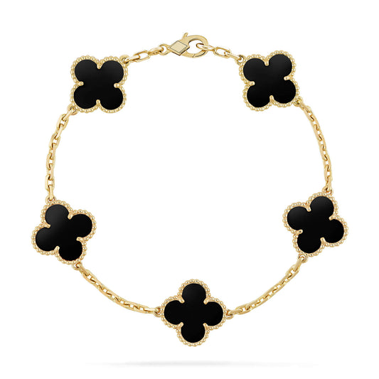 [LORA]CLOVER  5 MOTIFS BLACK ONYX BRACELET