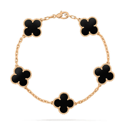 [LORA]CLOVER  5 MOTIFS BLACK ONYX BRACELET