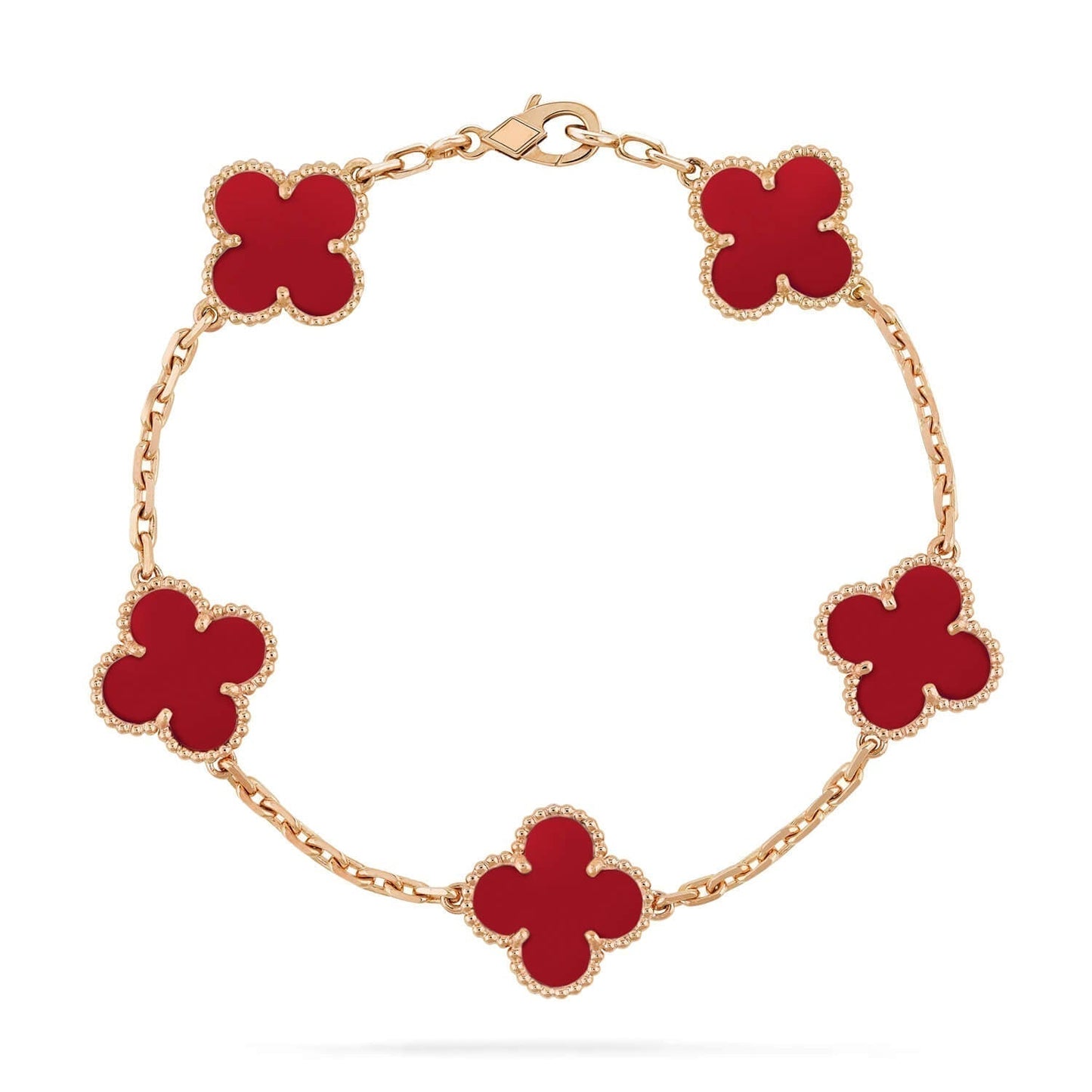 [LORA]CLOVER 5 MOTIFS RED AGATE  BRACELET