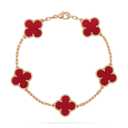 [LORA]CLOVER 5 MOTIFS RED AGATE  BRACELET