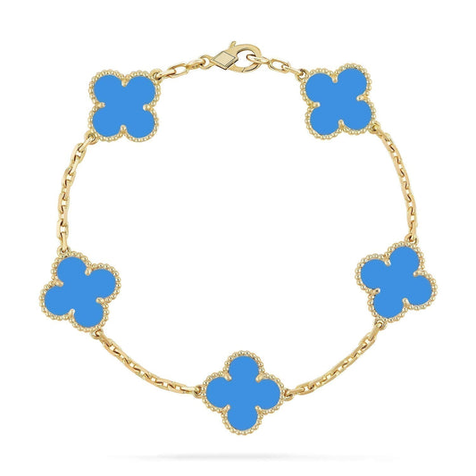 [LORA]CLOVER 5 MOTIFS BLUE AGATE BRACELET