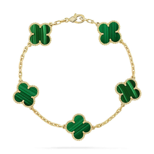 [LORA]CLOVER 5 MOTIFS MALACHITE BRACELET