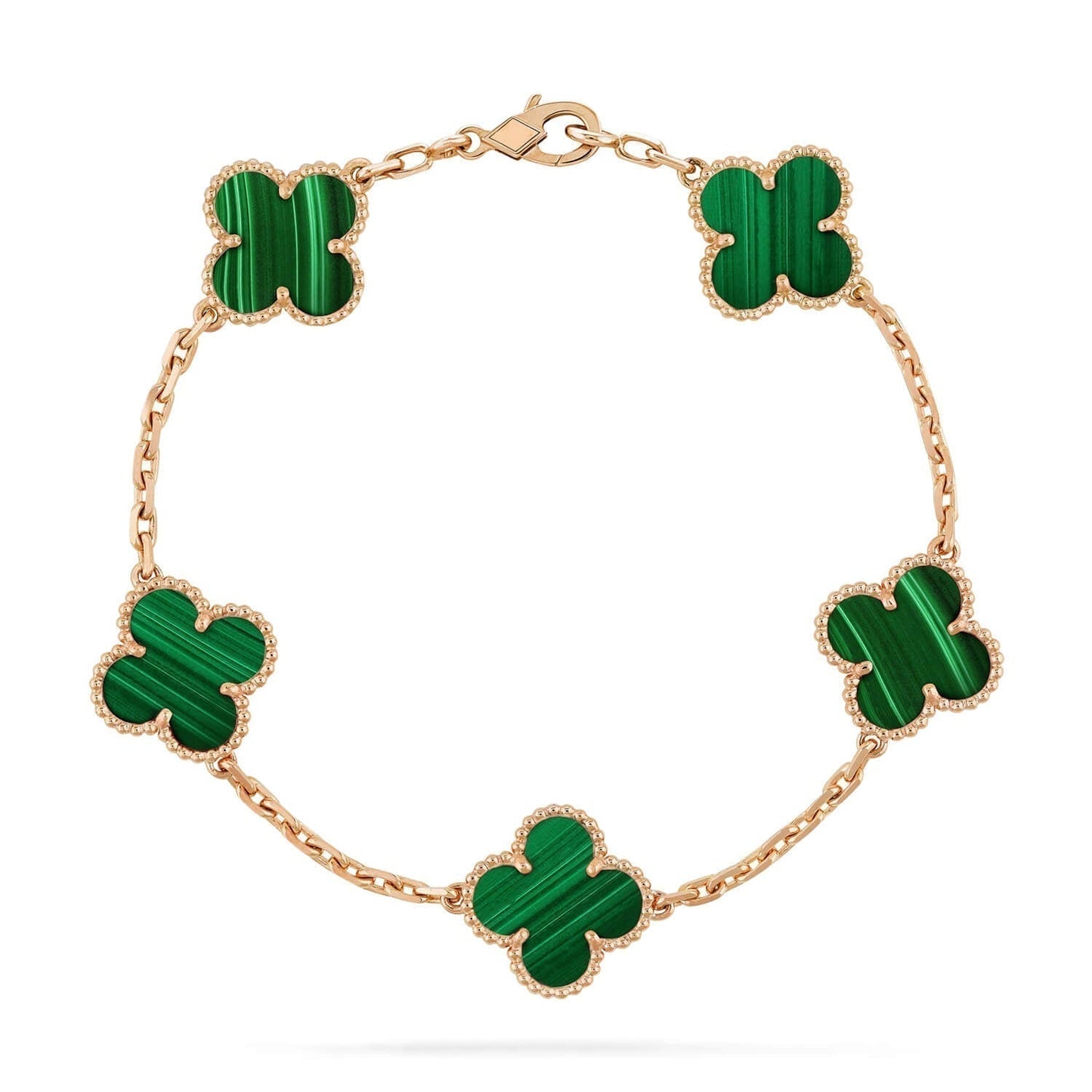 [LORA]CLOVER 5 MOTIFS MALACHITE BRACELET