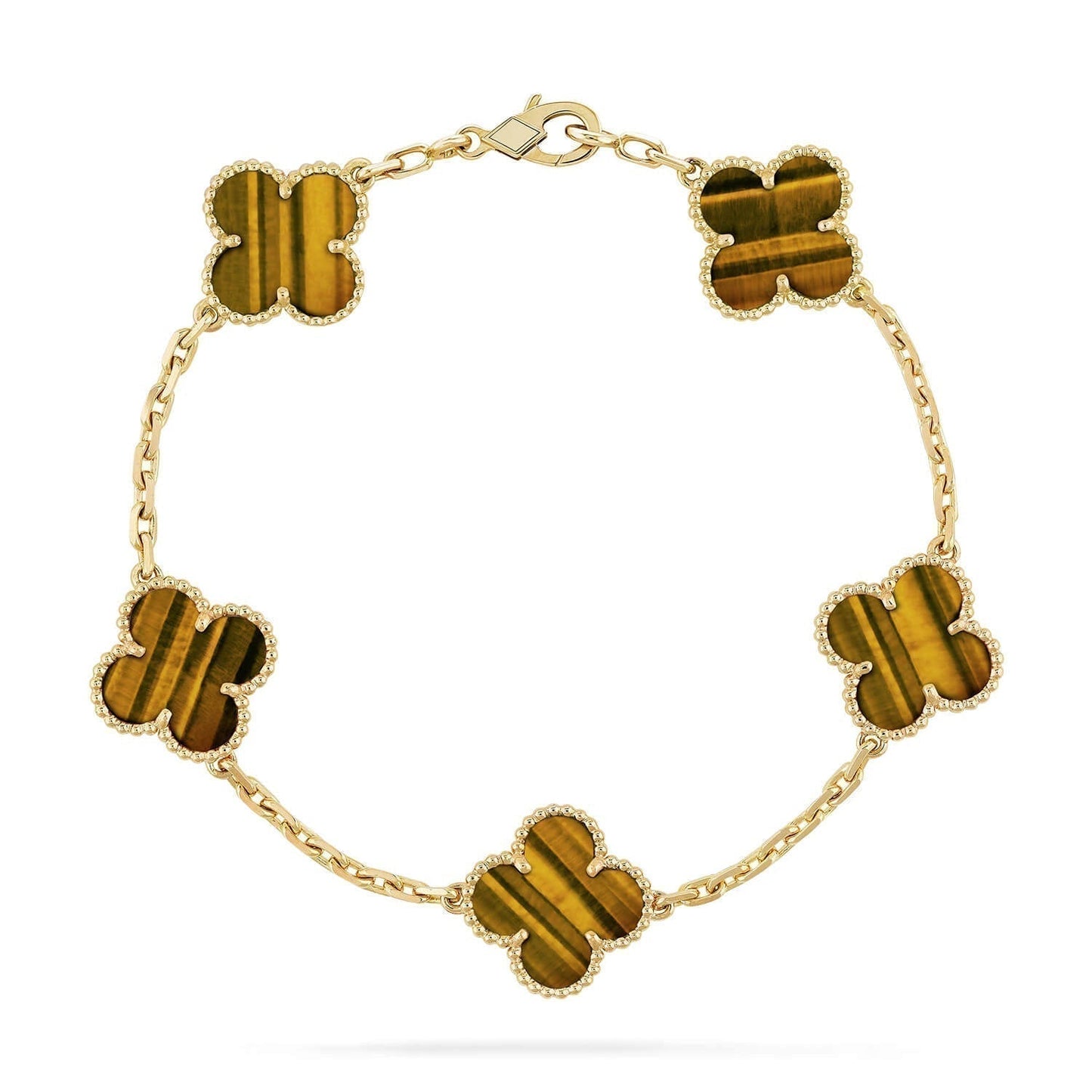 [LORA]CLOVER  5 MOTIFS TIGER EYE BRACELET