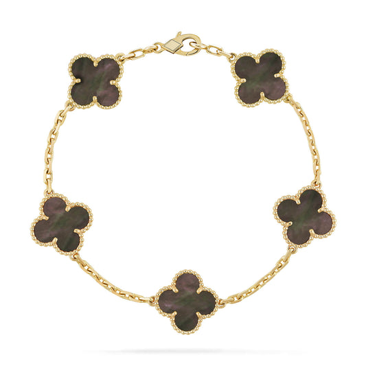 [LORA]CLOVER 5 MOTIF GRAY MOP  BRACELET
