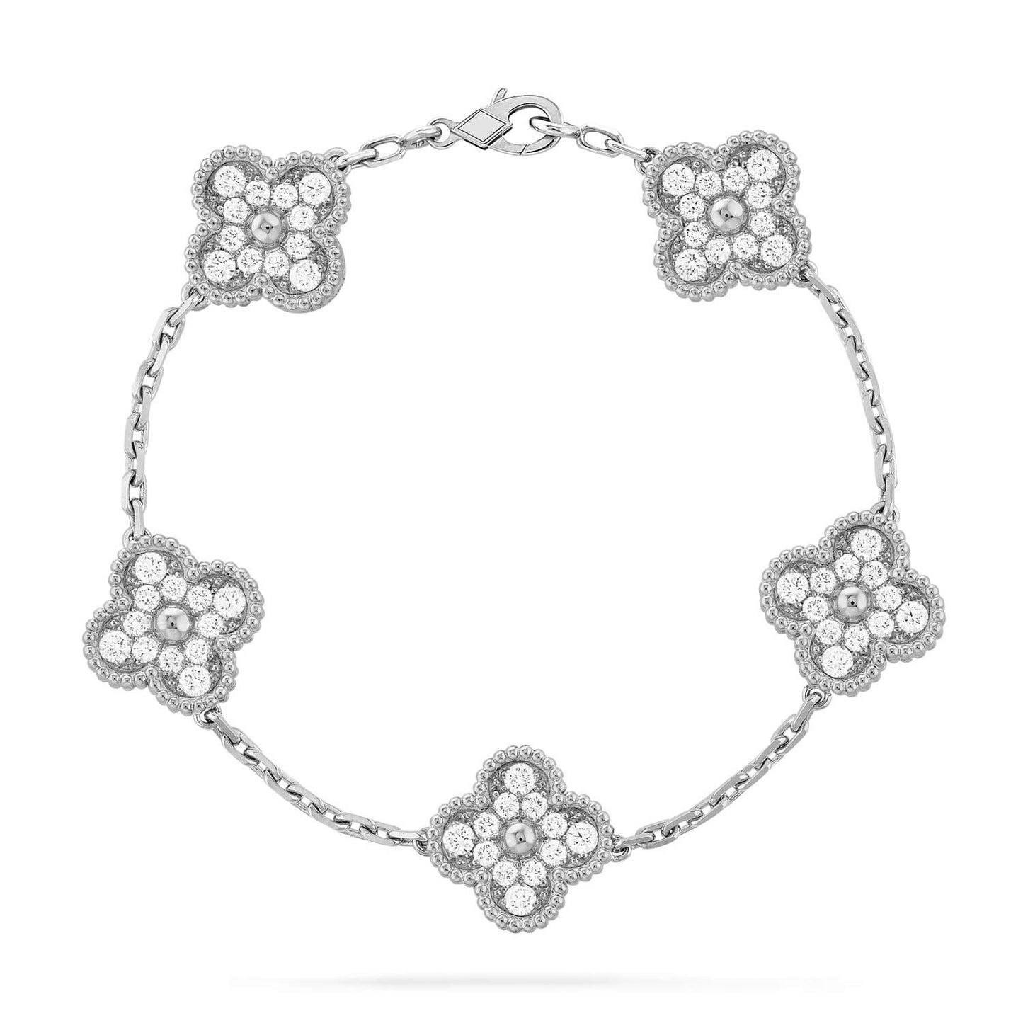 [LORA]CLOVER 5 MOTIFS  DIAMOND BRACELET SILVER