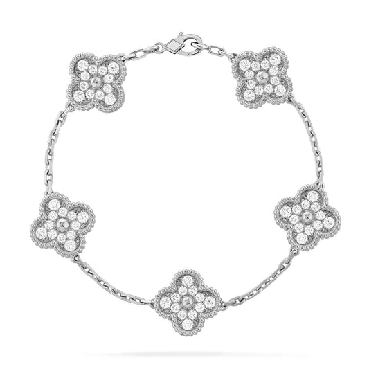 [LORA]CLOVER 5 MOTIFS  DIAMOND BRACELET SILVER