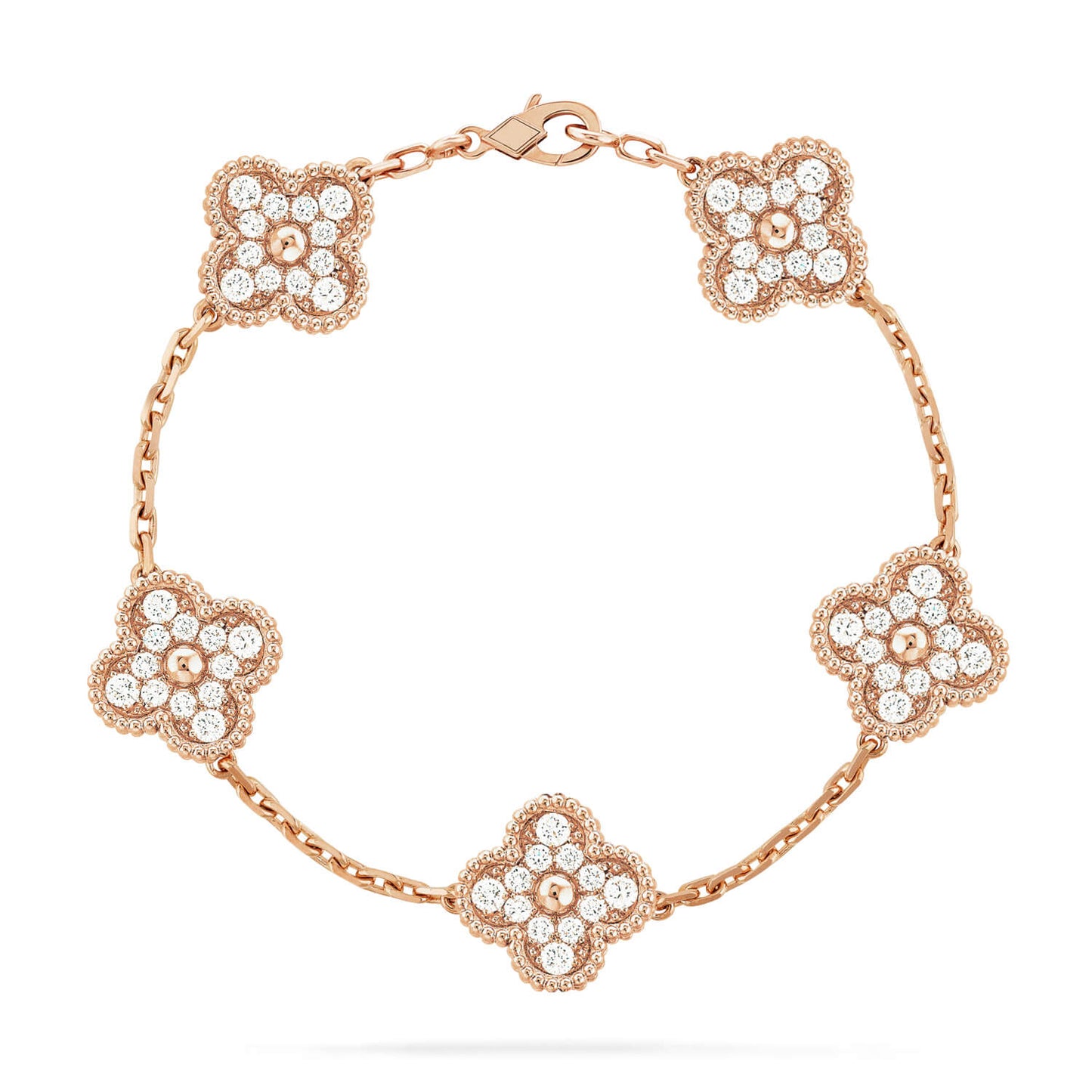 [LORA]CLOVER 5 MOTIFS  FULL DIAMOND BRACELET