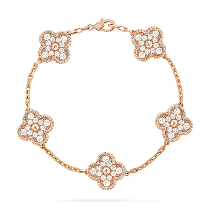 [LORA]CLOVER 5 MOTIFS  FULL DIAMOND BRACELET