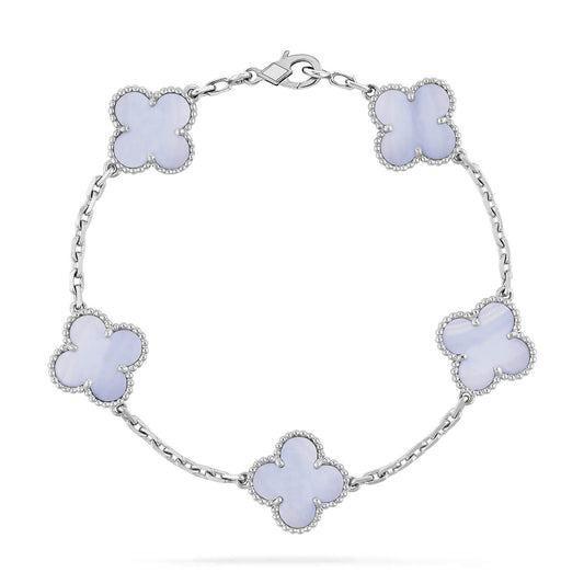 [LORA]CLOVER  5 MOTIF PURPLE CHALCEDONY BRACELET SILVER