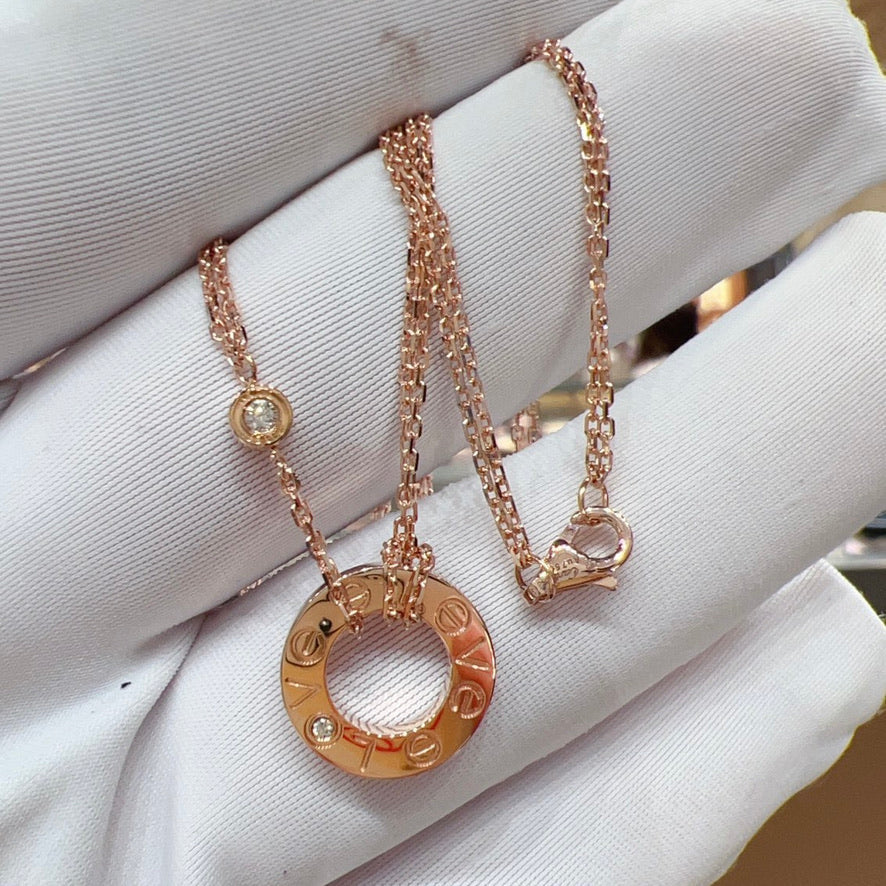 [LORA]LOVE NECKLACE 16MM 2 DIAMONDS