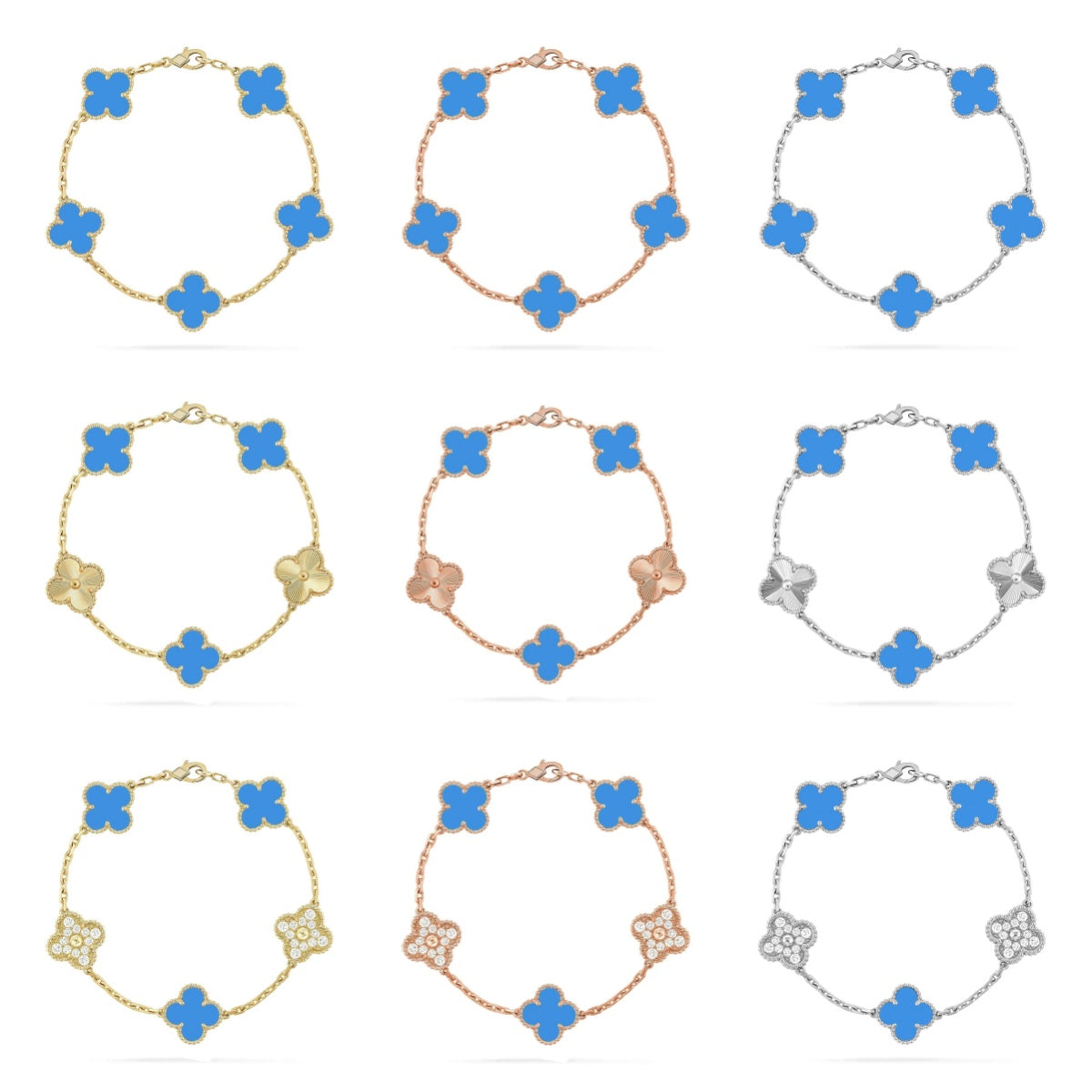 [Lora] CLOVER 5 MOTIF BLUE AGATE BRACELET COLLECTION