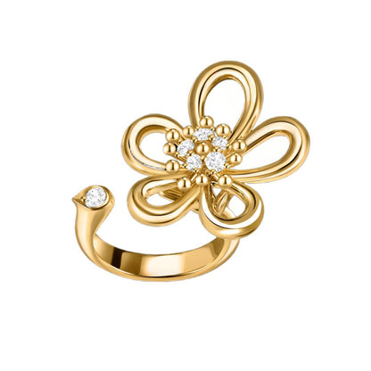 [LORA]  FLOWERLACE OPEN RING 5 DIAMONDS
