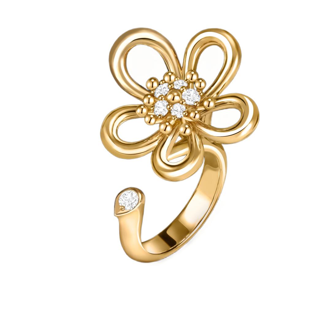 [LORA]  FLOWERLACE OPEN RING 5 DIAMONDS