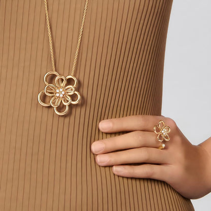 [LORA]  FLOWERLACE OPEN RING 5 DIAMONDS