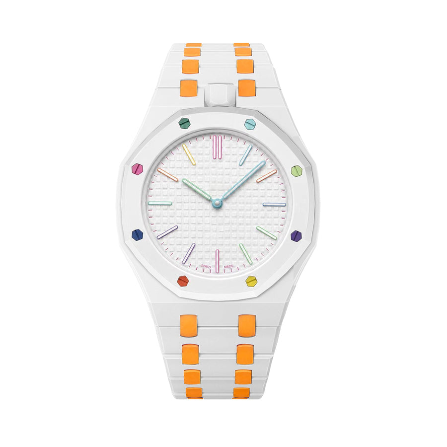 Oak Pop Exclusive White And Orange Bioceramic Strap