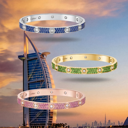 [Okajuri Jewelry]2026 PAVE GEMSTONE LOVE BRACELET 6.1MM 10 DIAMONDS