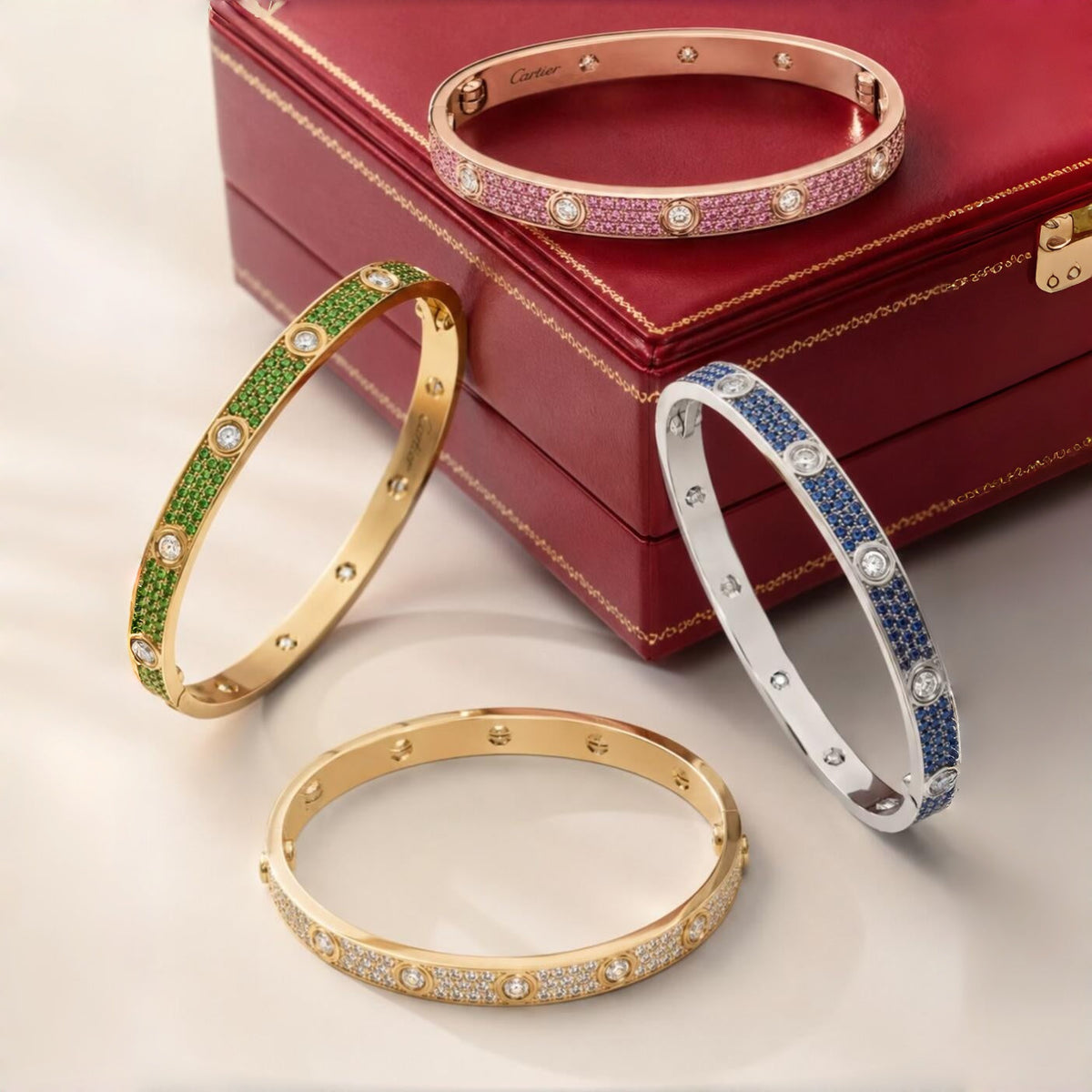 [Lora]2026 PAVE GEMSTONE LOVE BRACELET 6.1MM 10 DIAMONDS