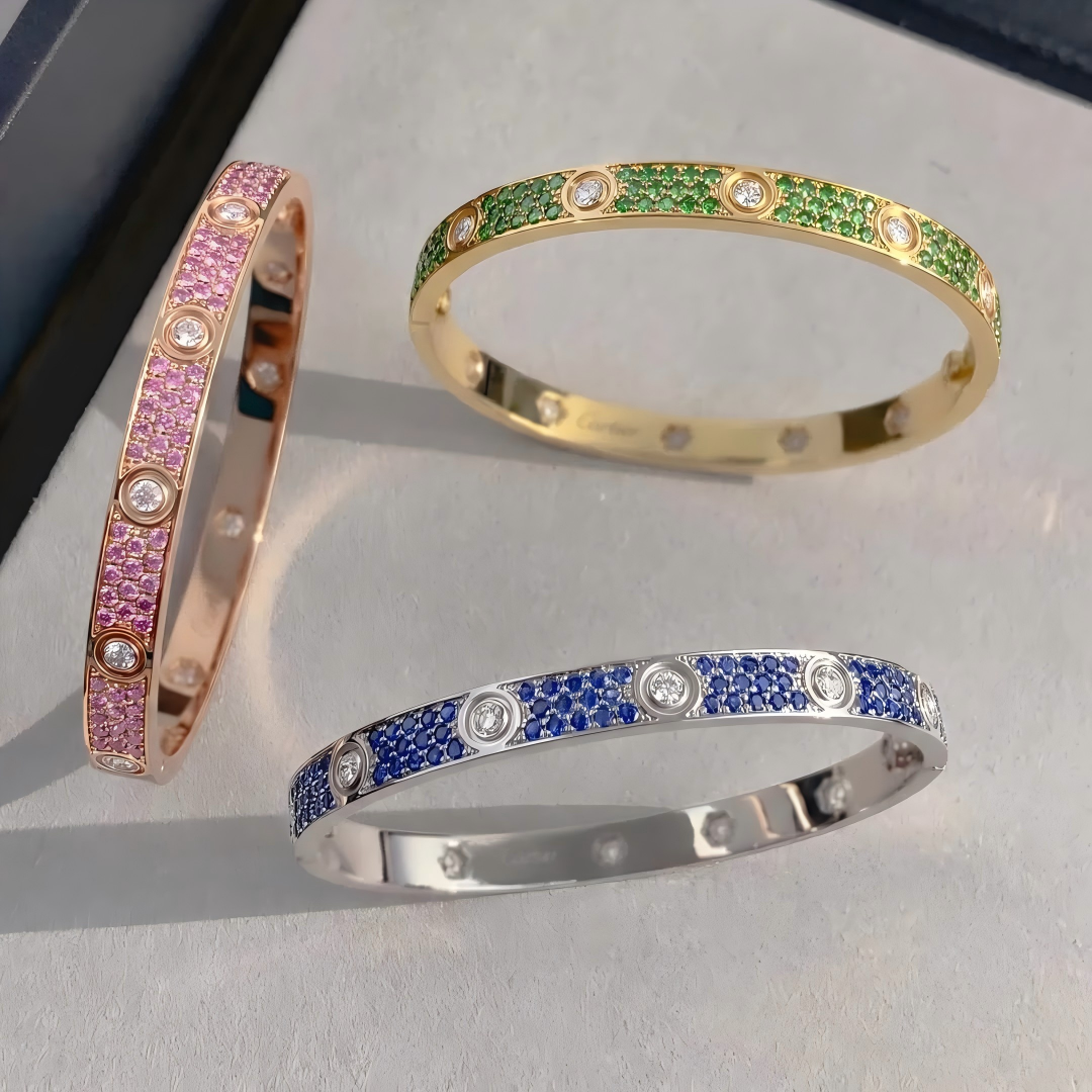 [Okajuri Jewelry]2026 PAVE GEMSTONE LOVE BRACELET 6.1MM 10 DIAMONDS