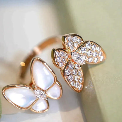 [Lora]TWIN BUTTERFLY DIAMOND MOP RING