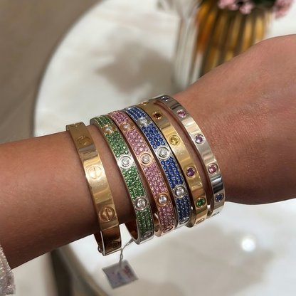 [Okajuri Jewelry]2026 PAVE GEMSTONE LOVE BRACELET 6.1MM 10 DIAMONDS