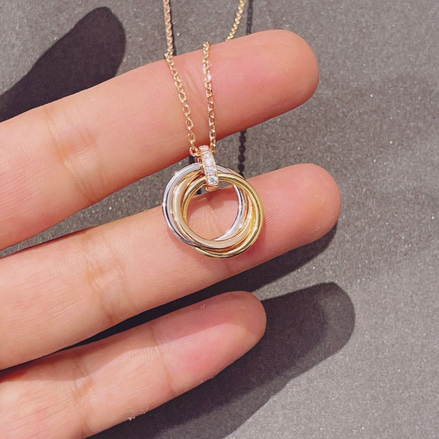 [LORA]TRINITY NECKLACE GOLD  DIAMONDS