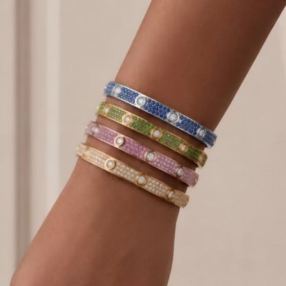 [Okajuri Jewelry]2026 PAVE GEMSTONE LOVE BRACELET 6.1MM 10 DIAMONDS