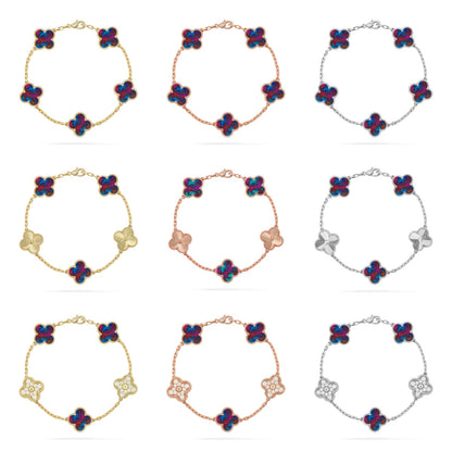 [Lora]CLOVER 5 MOTIF COLOR GEMSTONES BRACELET COLLECTION