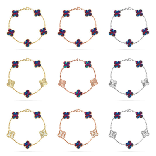 [Lora]CLOVER 5 MOTIF COLOR GEMSTONES BRACELET COLLECTION