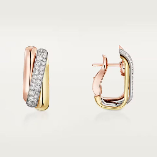 [Lora] TRINITY HALF DIAMOND  CUSHION EARRINGS