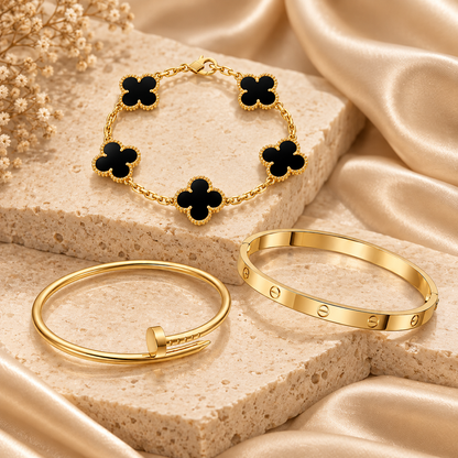 [Lora]Clover & Juste & Lover  Bracelet Stack Set