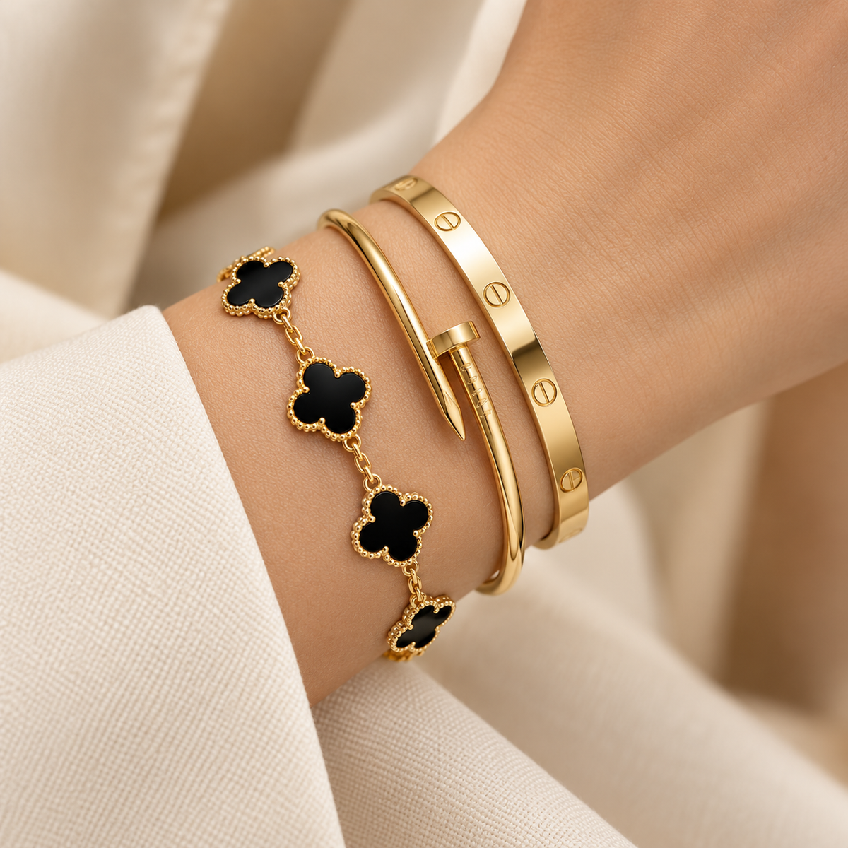 [Lora]Clover & Juste & Lover  Bracelet Stack Set